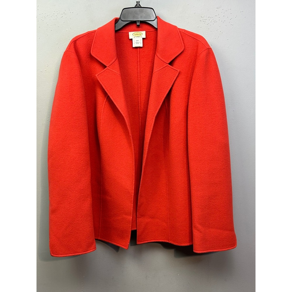Talbots Blazer Women 18W Orange Wool Open Front Notched Lapel Solid Jacket